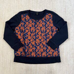 J. Crew Floral Metallic Cotton Blue Bronze Sweatshirt L